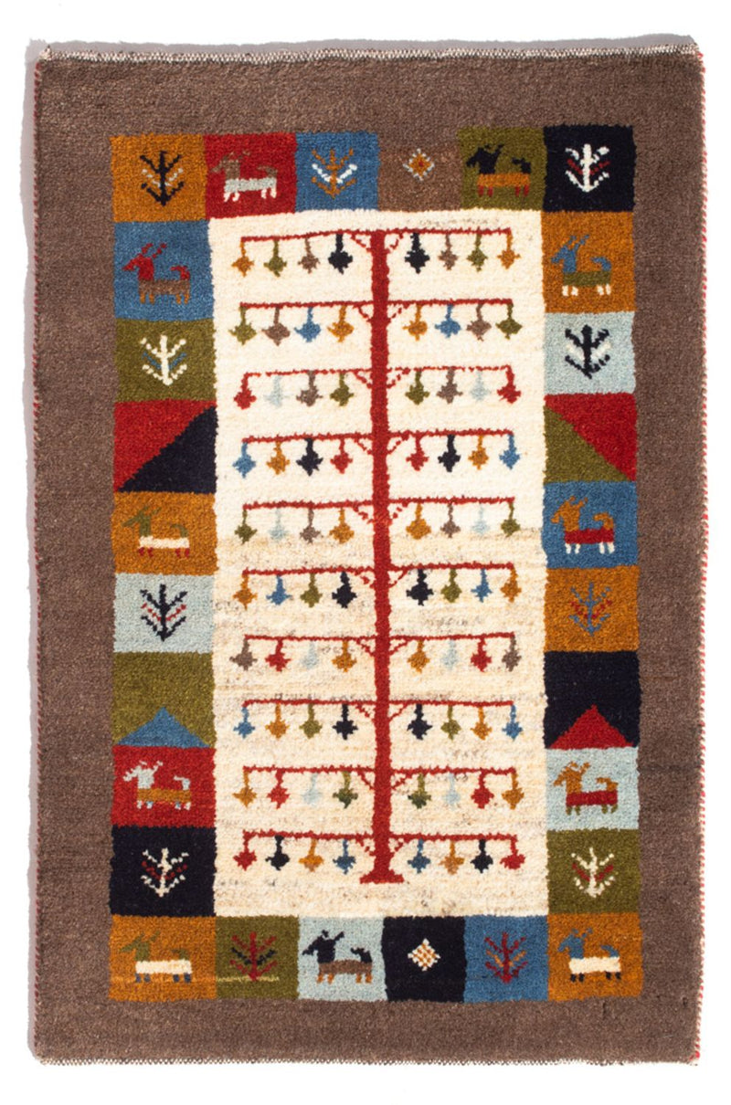 Gabbeh-tæppe - Persisk - 88 x 61 cm - flerfarvet