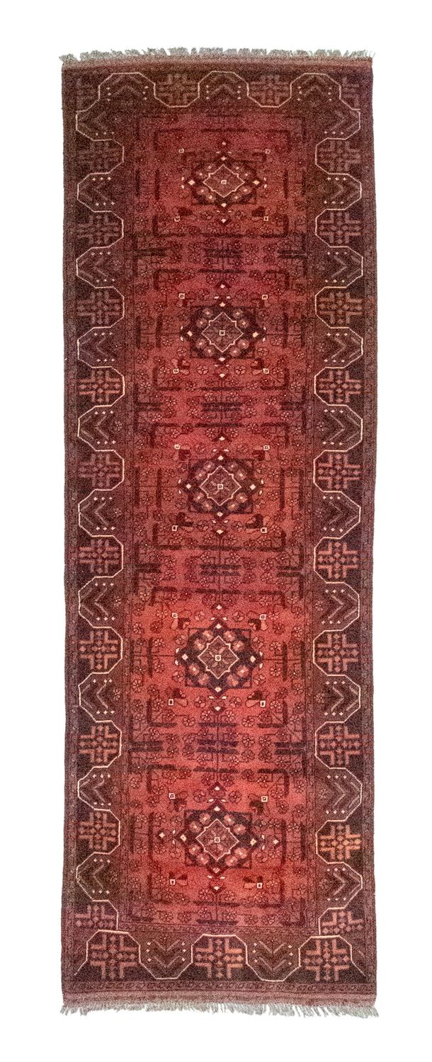 Løber Afghansk tæppe - Kunduz - 288 x 78 cm - rød