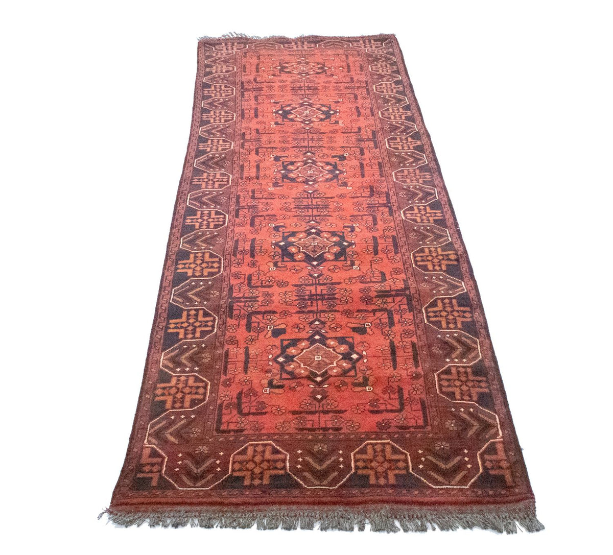 Løber Afghansk tæppe - Kunduz - 288 x 78 cm - rød