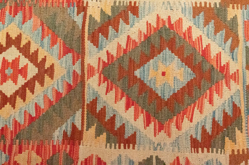 Løber Kelim-tæppe - orientalsk - 395 x 84 cm - brun