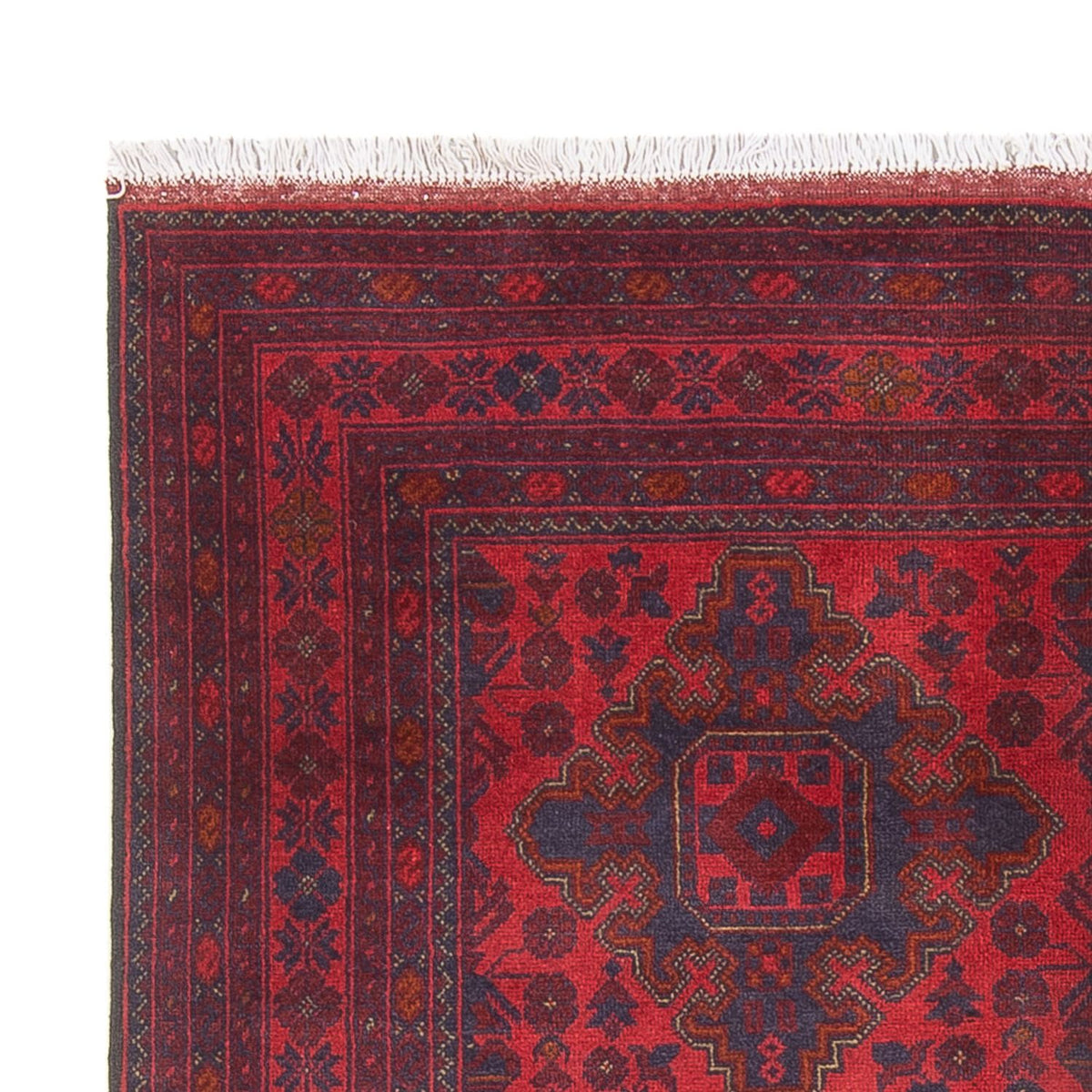 Afghansk tæppe - Kunduz - 200 x 152 cm - mørkerød