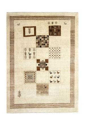 Gabbeh Tæppe - Loribaft Persisk - 219 x 157 cm - beige