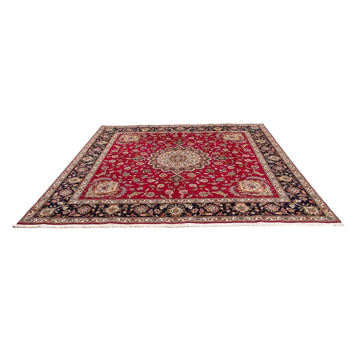 Persisk tæppe - Tabriz - Royal firkantet  - 246 x 245 cm - mørkerød