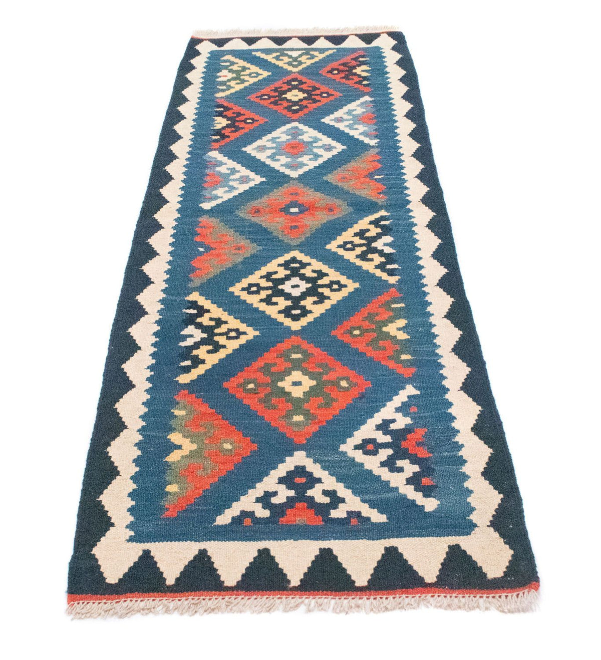 Løber Kelim-tæppe - orientalsk - 201 x 65 cm - blå