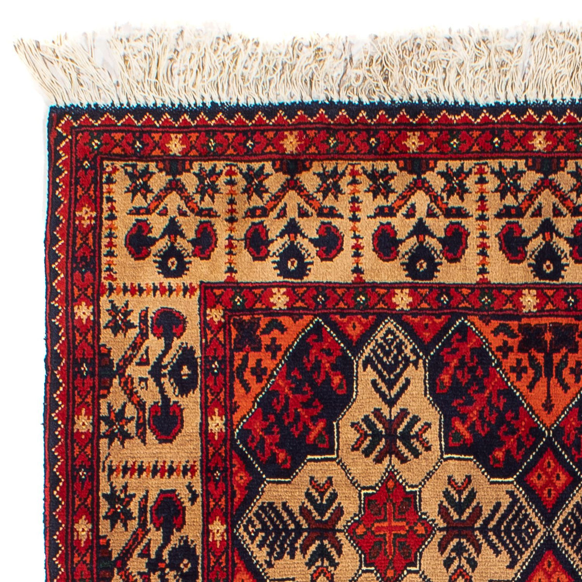 Afghansk tæppe - 144 x 98 cm - mørkerød
