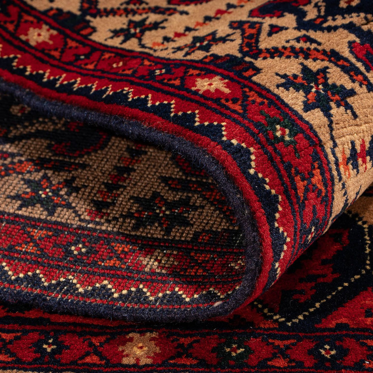 Afghansk tæppe - 144 x 98 cm - mørkerød