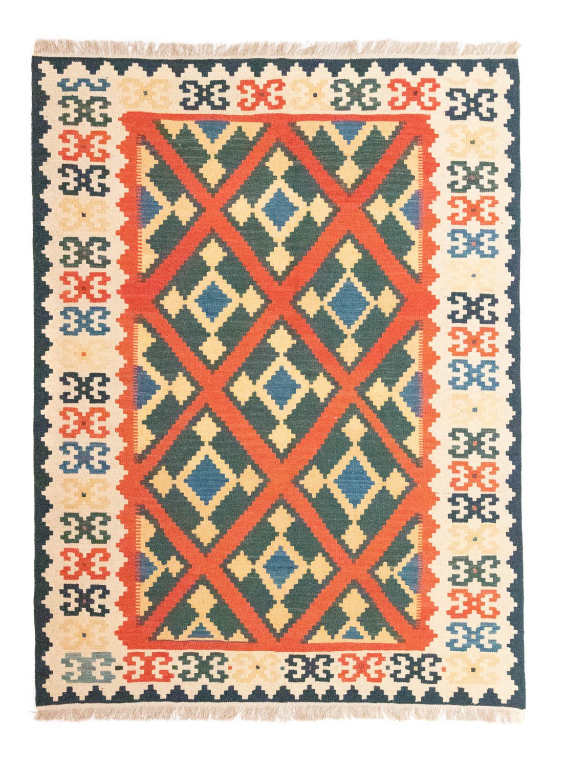 Kelim-tæppe - orientalsk - 210 x 155 cm - orange