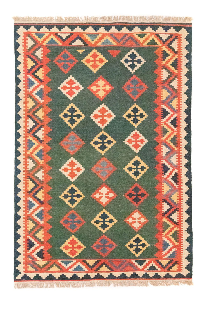 Kelim-tæppe - orientalsk - 217 x 148 cm - grøn