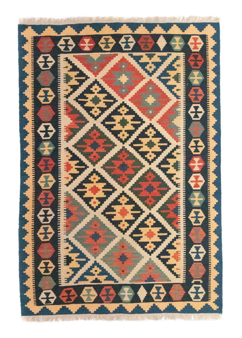 Kelim-tæppe - orientalsk - 187 x 126 cm - blå