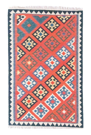 Kelim-tæppe - orientalsk - 188 x 123 cm - orange