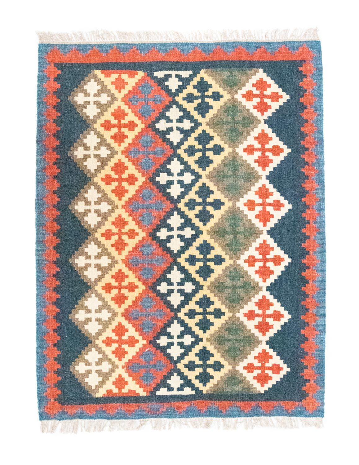 Kelim-tæppe - orientalsk - 144 x 110 cm - blå