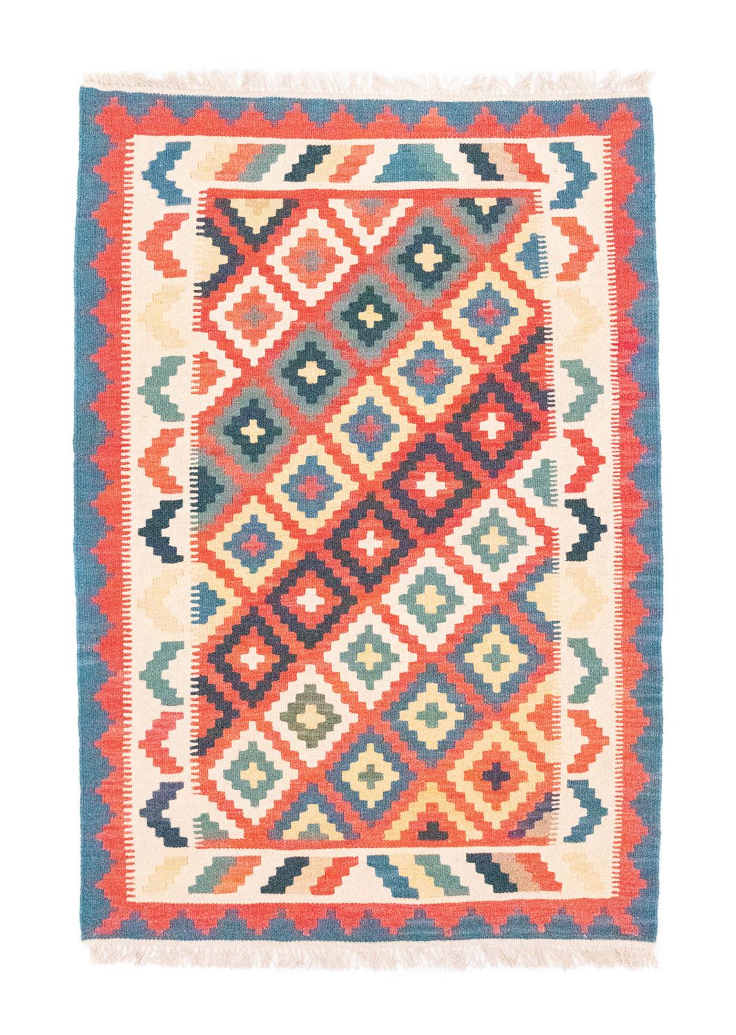 Kelim-tæppe - orientalsk - 151 x 102 cm - blå