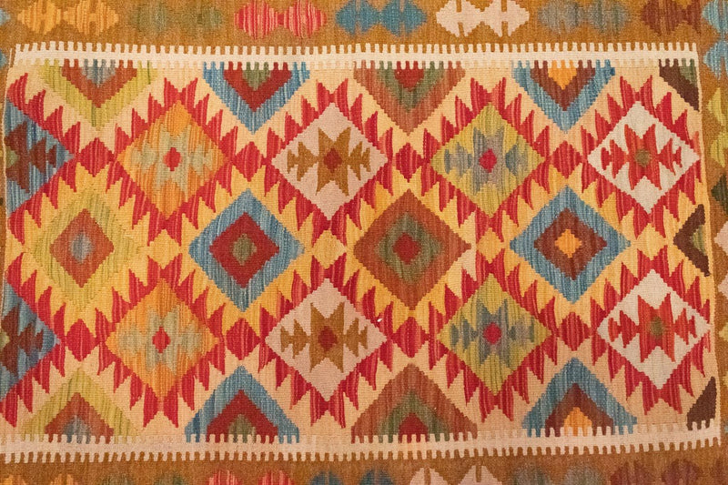 Kelim-tæppe - orientalsk - 147 x 105 cm - orange