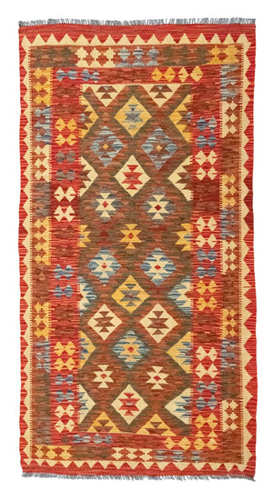 Løber Kelim-tæppe - orientalsk - 190 x 99 cm - rød