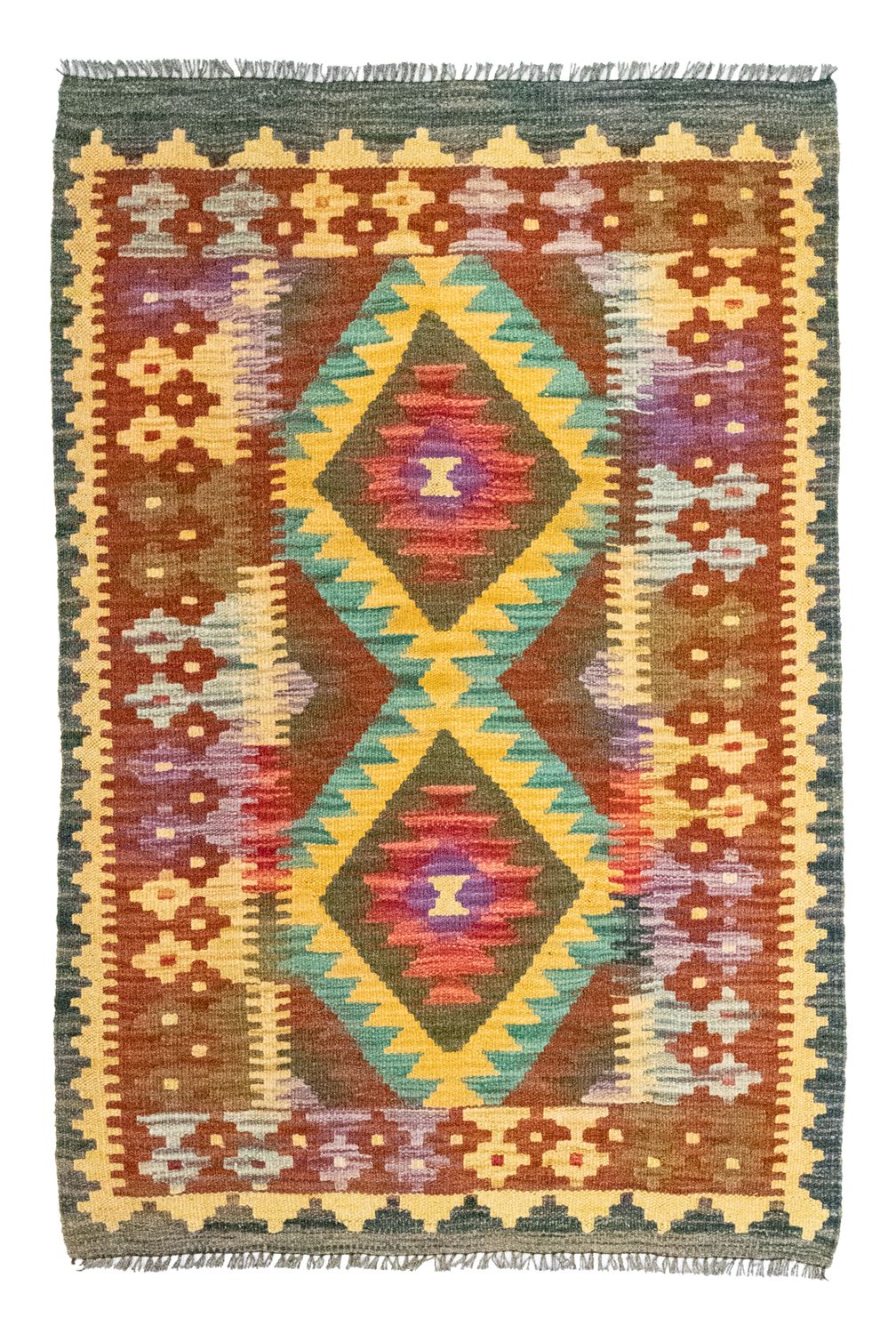 Kelim-tæppe - orientalsk - 123 x 80 cm - brun