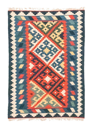 Kelim-tæppe - orientalsk - 121 x 83 cm - blå