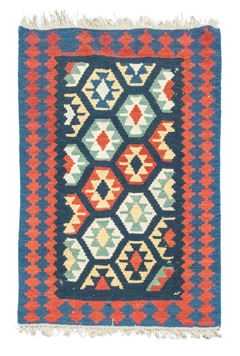 Kelim-tæppe - orientalsk - 122 x 82 cm - blå