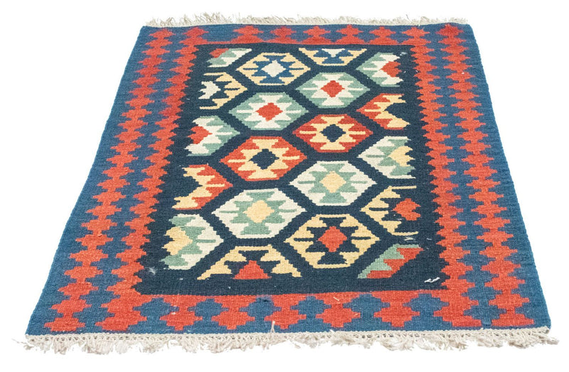 Kelim-tæppe - orientalsk - 122 x 82 cm - blå