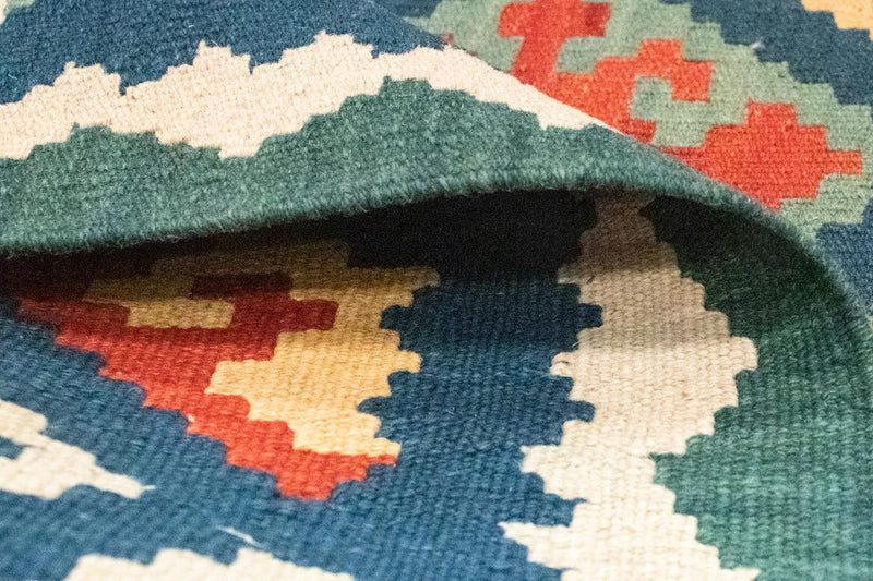 Kelim-tæppe - orientalsk - 123 x 84 cm - blå