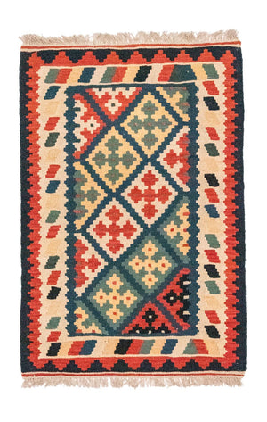 Kelim-tæppe - orientalsk - 126 x 83 cm - blå