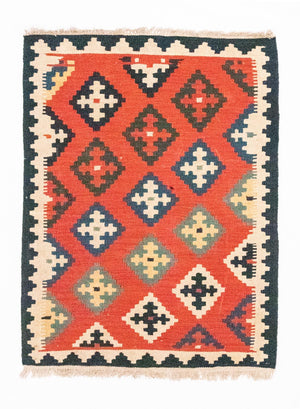 Kelim-tæppe - orientalsk - 112 x 85 cm - orange