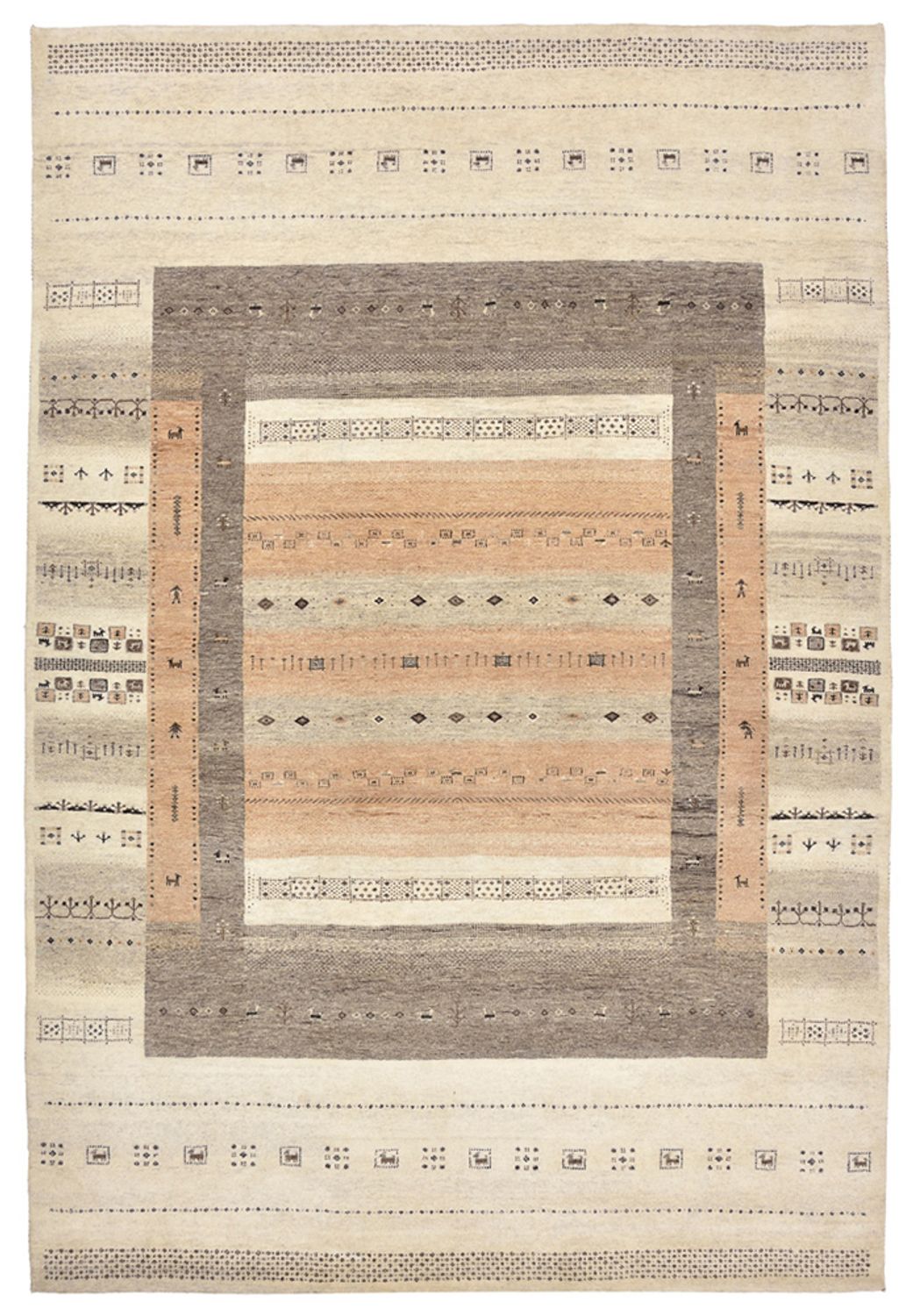 Gabbeh-tæppe - Loribaft Indus - 299 x 205 cm - mørk beige