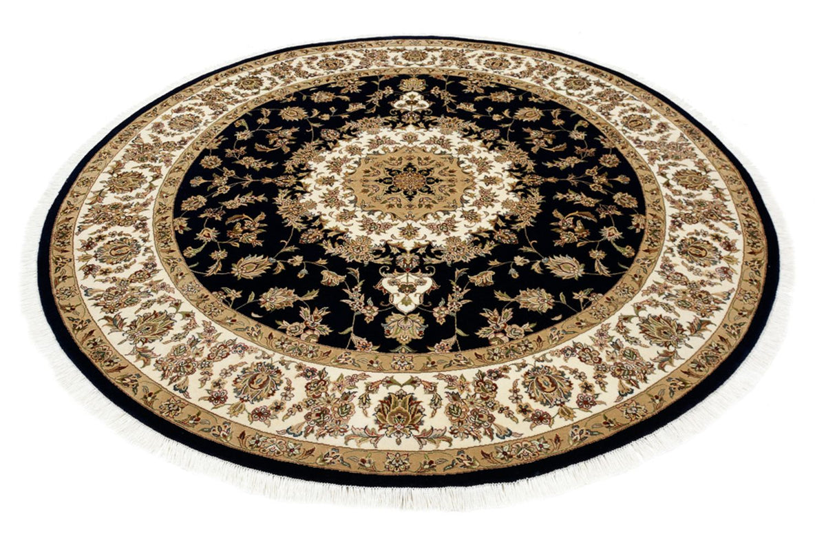 Orientalsk tæppe - Tabriz rundt  - 218 x 216 cm - mørkeblå