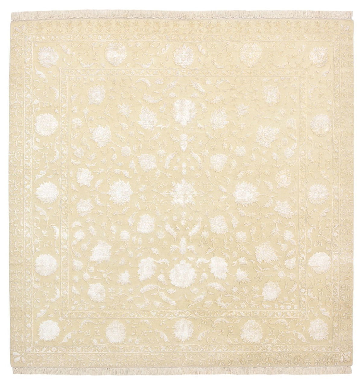 Orientalsk tæppe firkantet  - 206 x 205 cm - lys beige