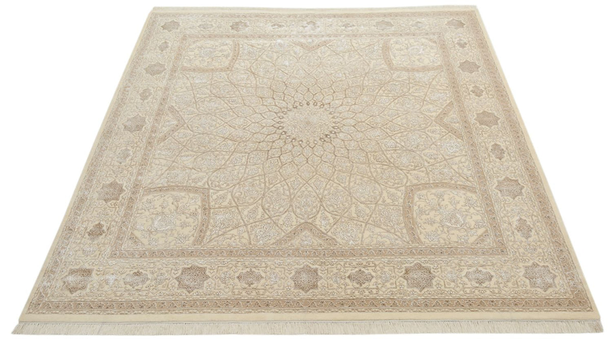 Orientalsk tæppe firkantet  - 251 x 249 cm - mørk beige