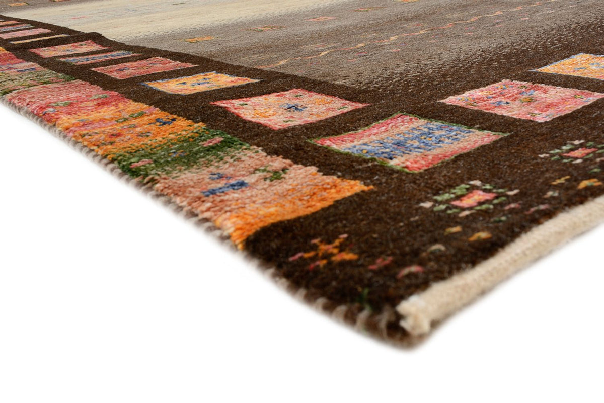 Løber Gabbeh-tæppe - Loribaft Indus - 306 x 80 cm - mørk beige