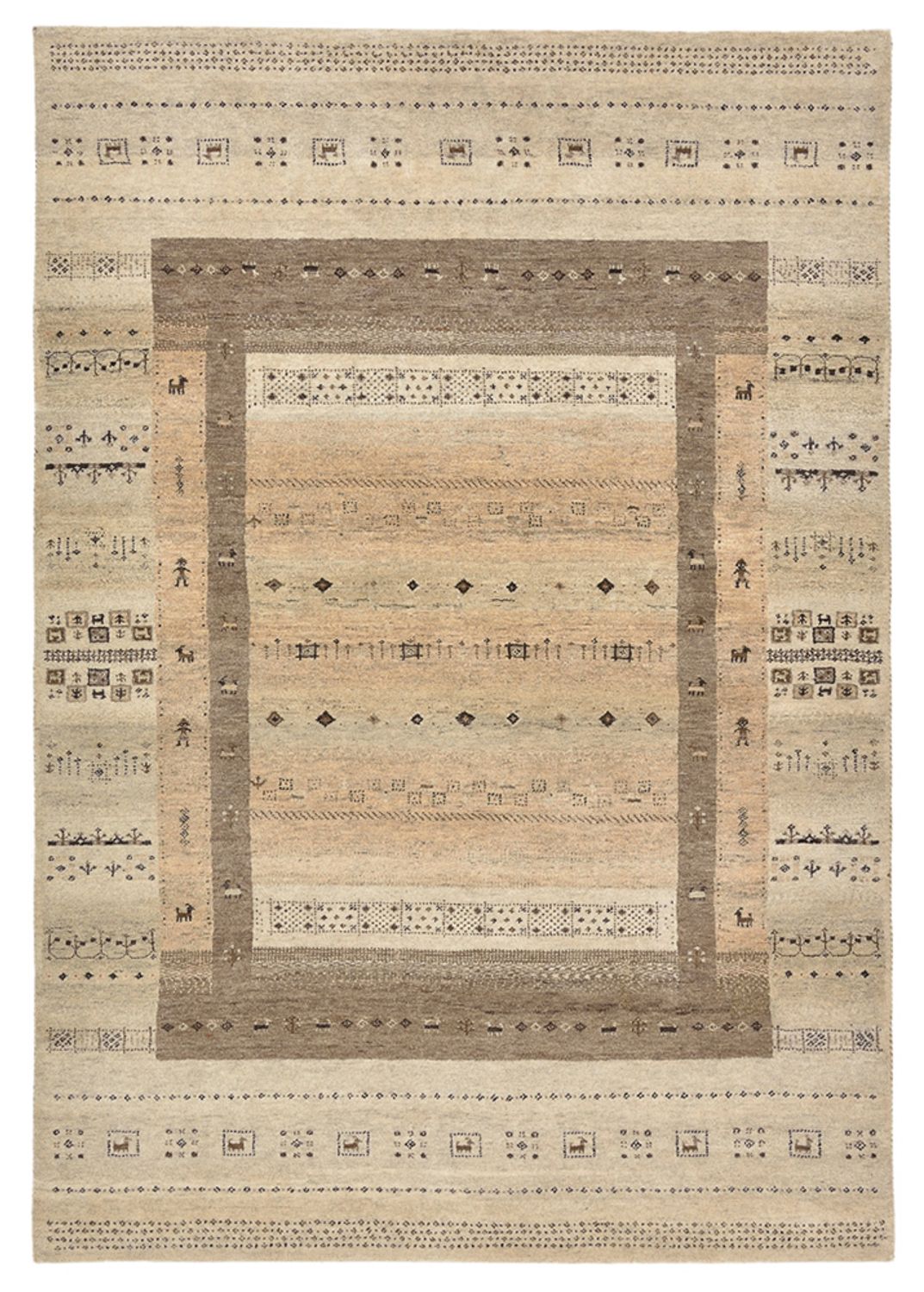 Gabbeh-tæppe - Loribaft Indus - 203 x 146 cm - mørk beige