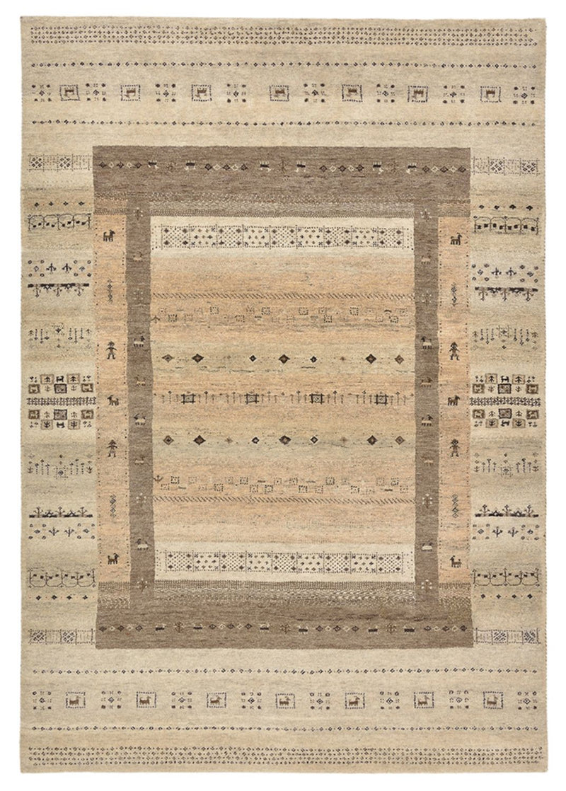 Gabbeh-tæppe - Loribaft Indus - 203 x 146 cm - mørk beige
