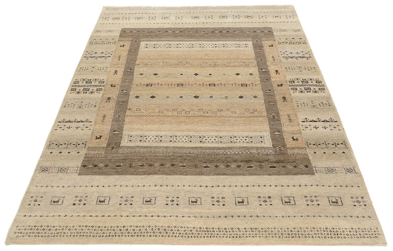 Gabbeh-tæppe - Loribaft Indus - 203 x 146 cm - mørk beige