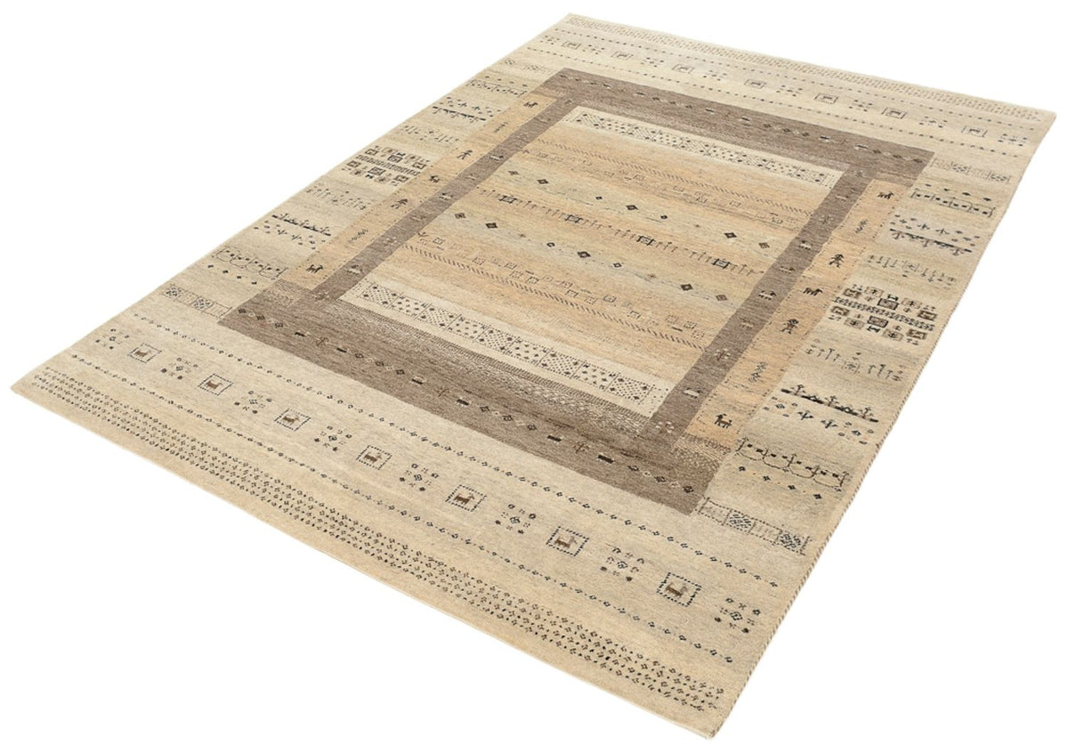 Gabbeh-tæppe - Loribaft Indus - 203 x 146 cm - mørk beige