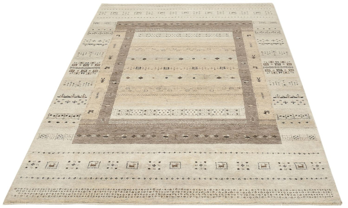 Gabbeh-tæppe - Loribaft Indus - 203 x 146 cm - mørk beige