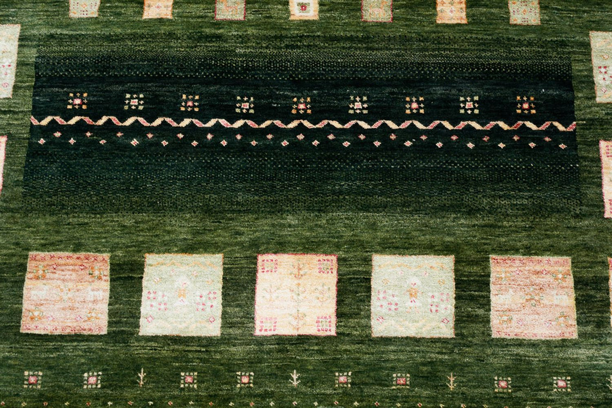Gabbeh-tæppe - Loribaft Indus - 245 x 178 cm - grøn