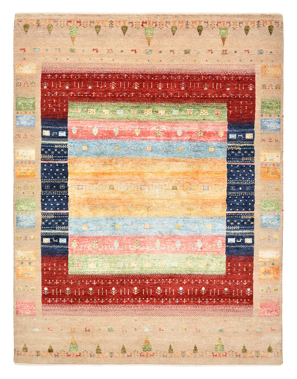 Gabbeh-tæppe - Loribaft Indus - 198 x 154 cm - flerfarvet