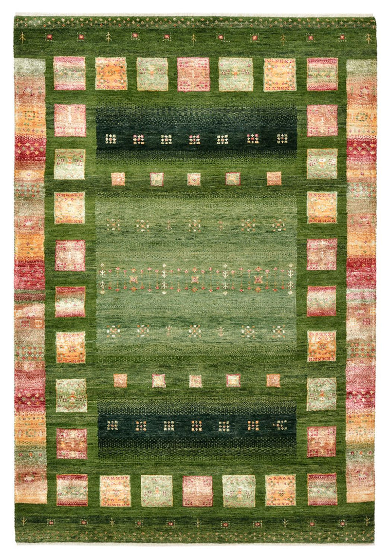Gabbeh-tæppe - Loribaft Indus - 154 x 106 cm - grøn