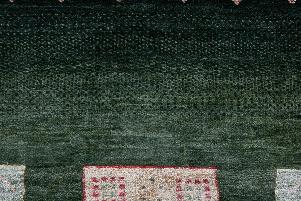 Gabbeh-tæppe - Loribaft Indus - 346 x 245 cm - grøn