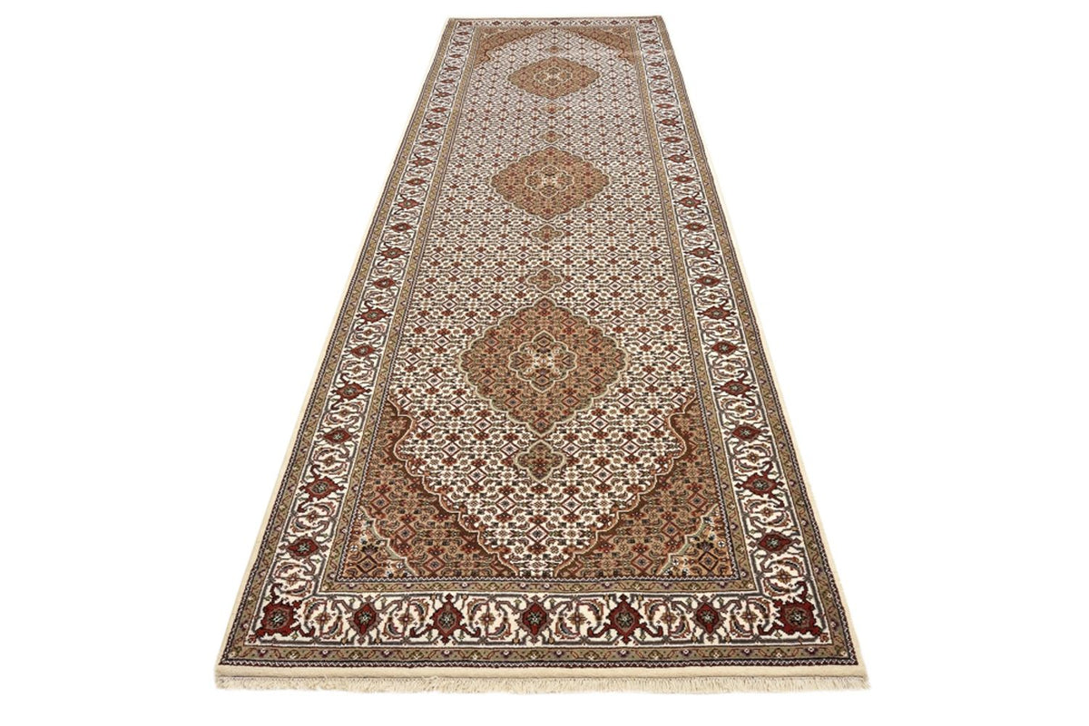 Løber Orientalsk tæppe - Tabriz - 372 x 121 cm - lys beige