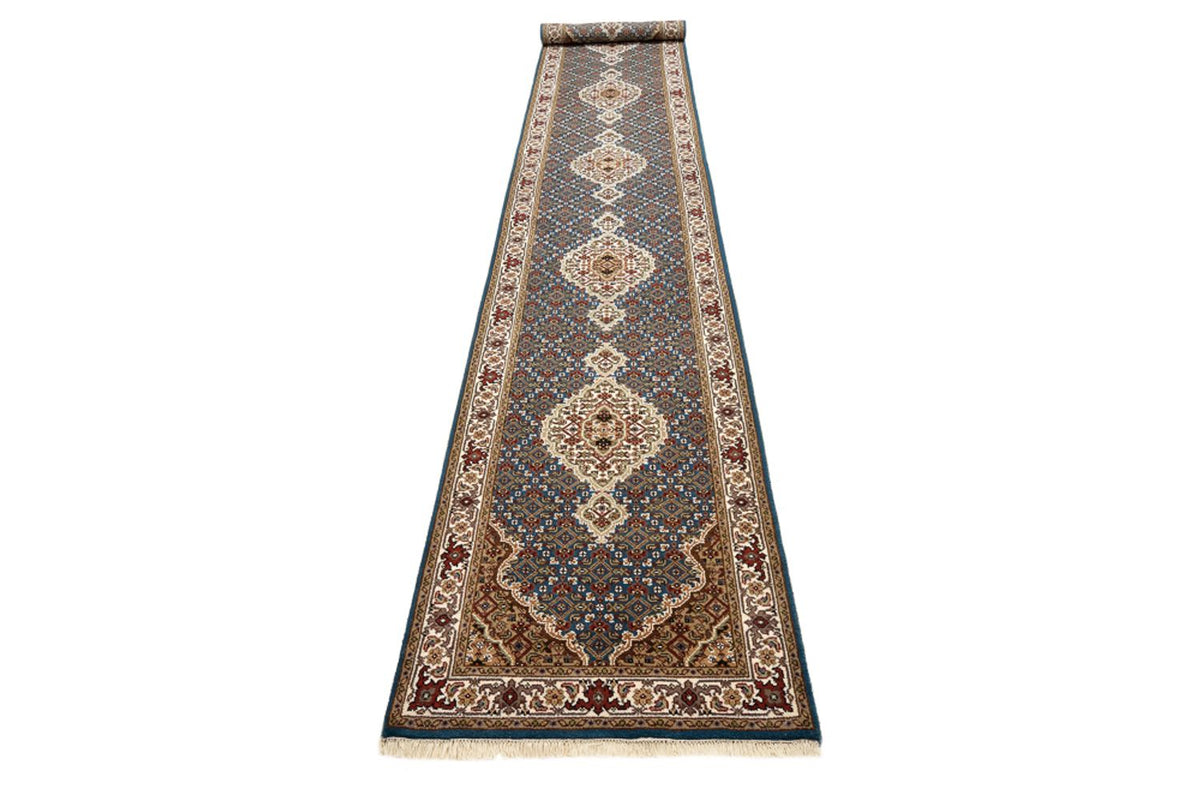 Løber Orientalsk tæppe - Tabriz - 454 x 79 cm - mørkeblå