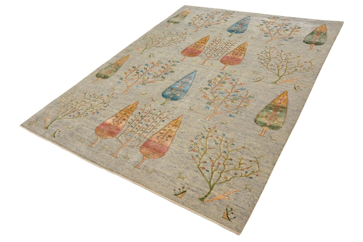 Gabbeh-tæppe - Loribaft Indus - 241 x 173 cm - lysegrå