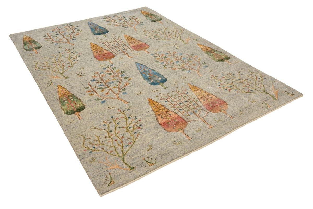 Gabbeh-tæppe - Loribaft Indus - 241 x 173 cm - lysegrå