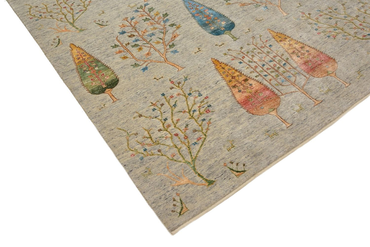 Gabbeh-tæppe - Loribaft Indus - 241 x 173 cm - lysegrå