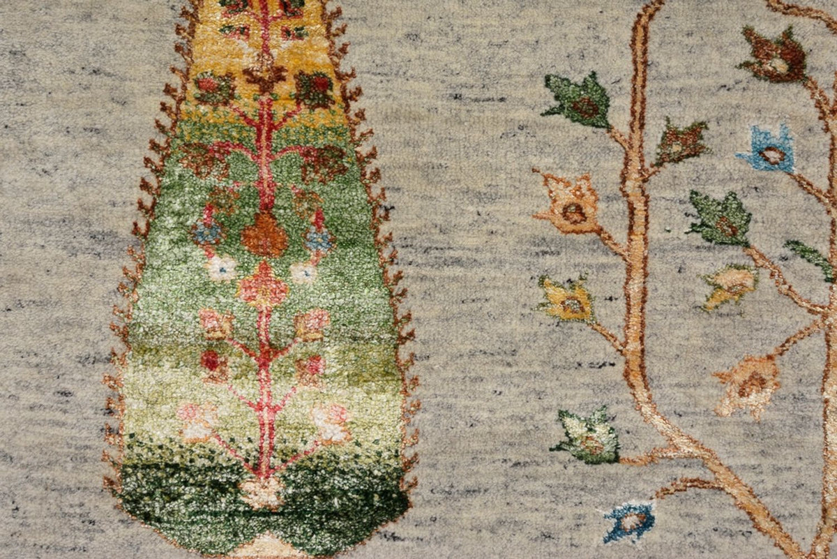 Gabbeh-tæppe - Loribaft Indus - 241 x 173 cm - lysegrå