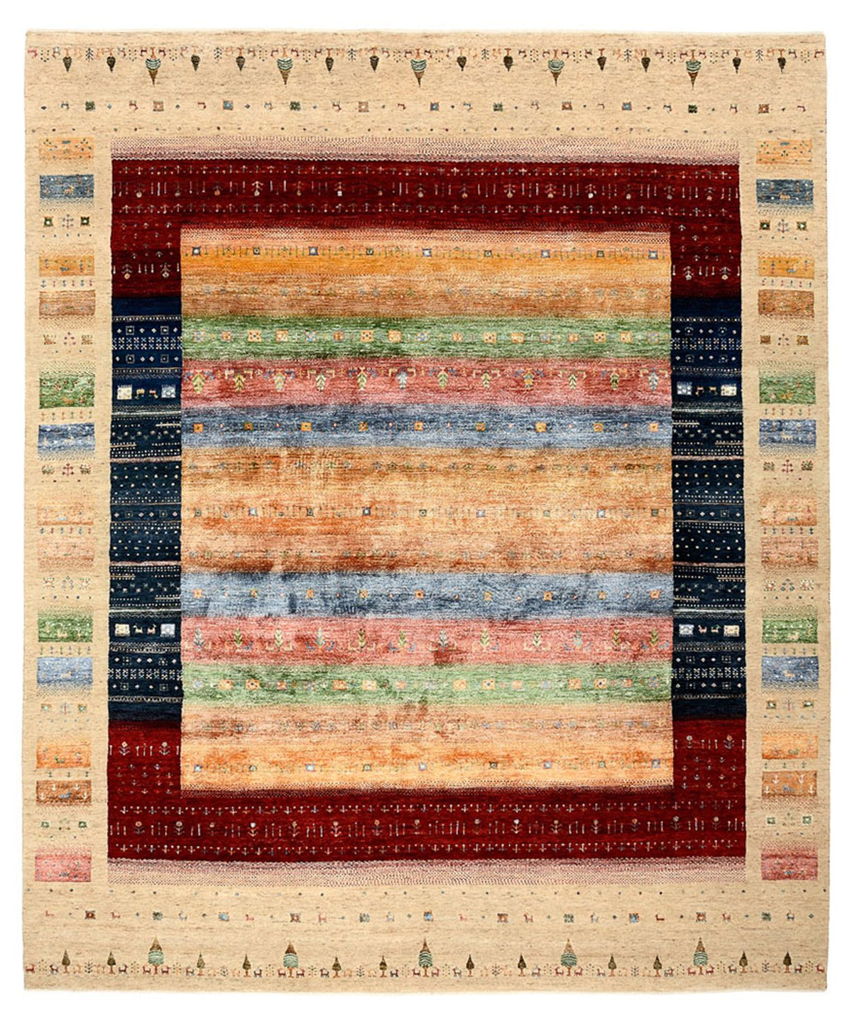 Gabbeh-tæppe - Loribaft Indus - 300 x 251 cm - flerfarvet
