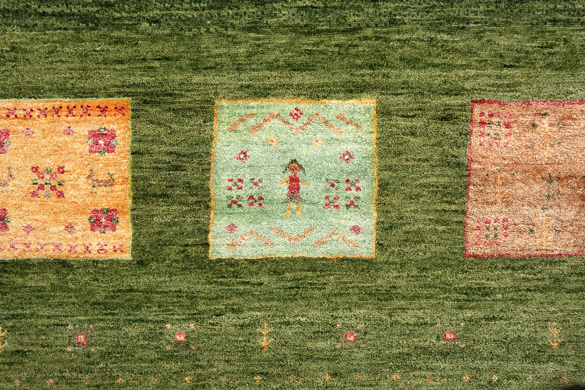 Gabbeh-tæppe - Loribaft Indus - 303 x 250 cm - grøn