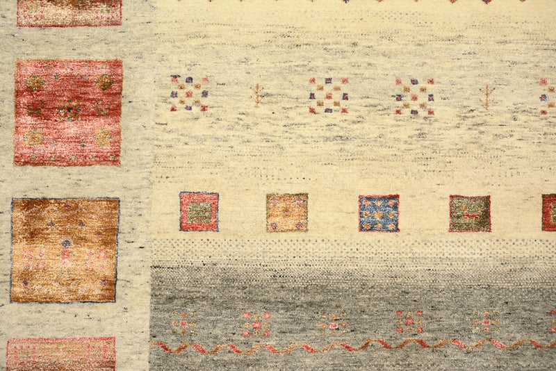 Gabbeh-tæppe - Loribaft Indus firkantet  - 254 x 251 cm - lys beige