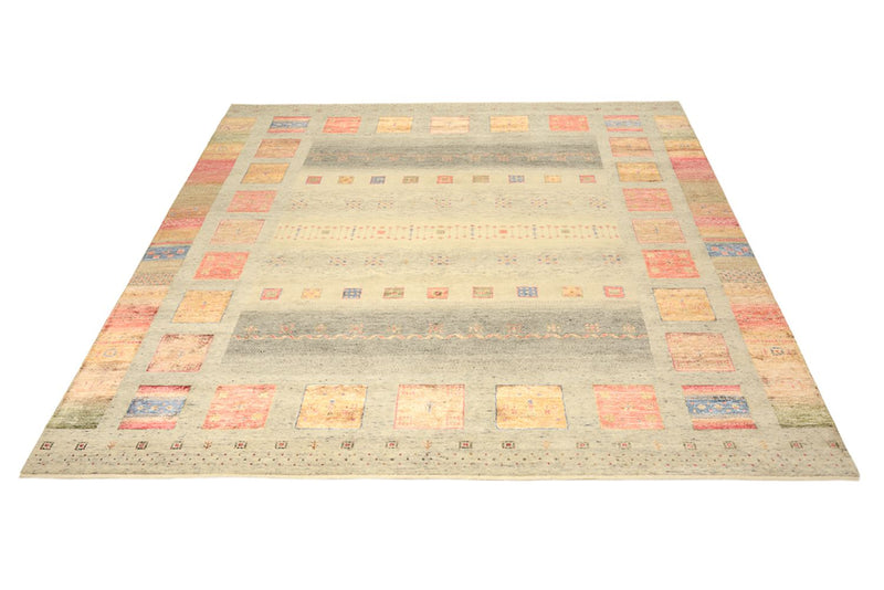 Gabbeh-tæppe - Loribaft Indus firkantet  - 254 x 251 cm - lys beige