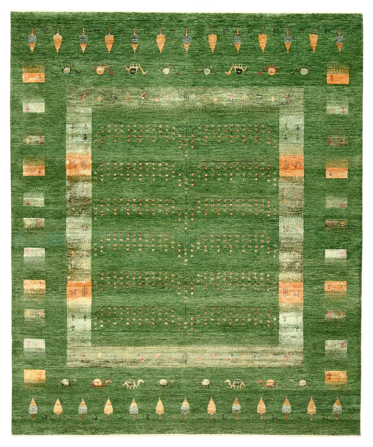 Gabbeh-tæppe - Loribaft Indus - 246 x 206 cm - grøn